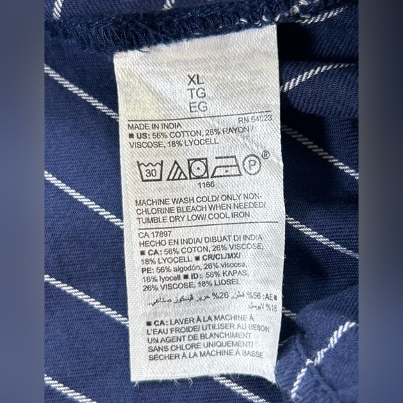 Old Navy Peasant Blouse in Navy w/ White Stripes. Relaxed Fit. Size XL. Nautical - Picture 6 of 6